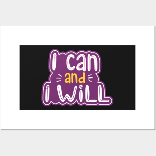 I Can and I Will Girl Power Motivational Inspiration Posters and Art